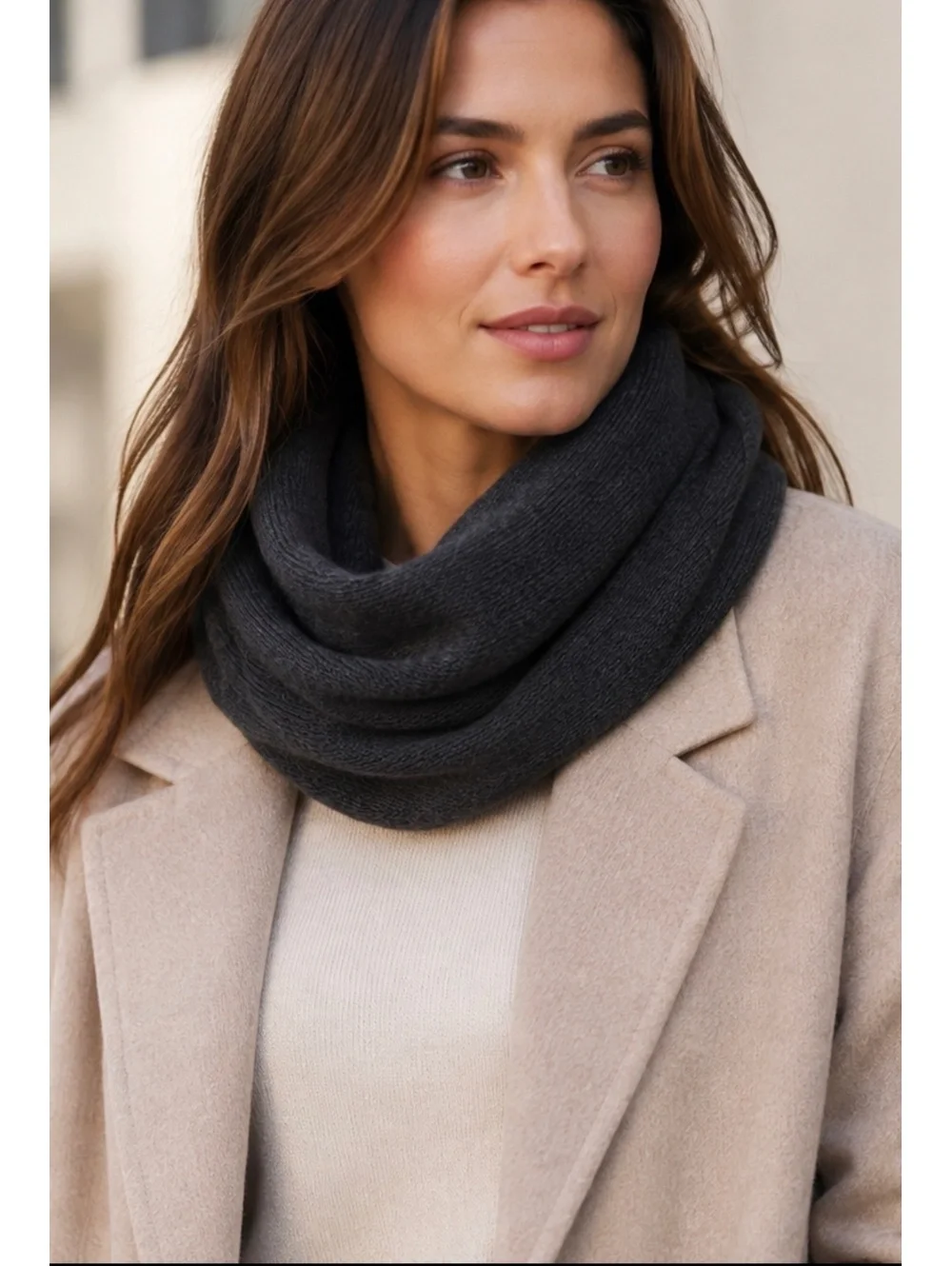 Polo Ralph Lauren 100% Cashmere Infinity Scarf Charcoal Gray Unisex